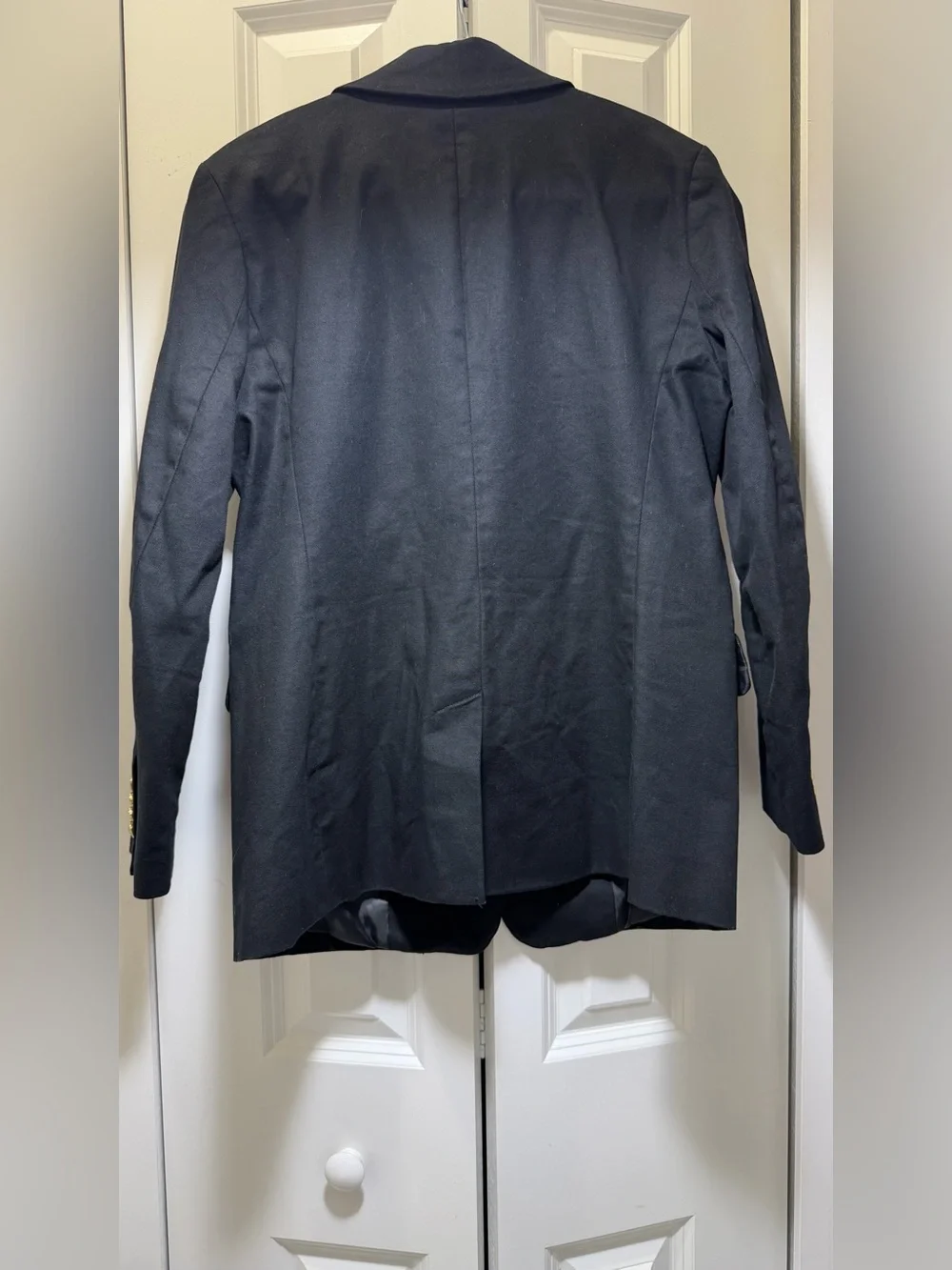 Banana Republic Factory Icon Women Blazer 12 Petite Navy Blue Gold Button 569851 - Picture 5 of 9